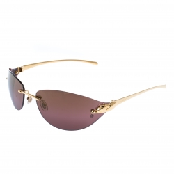 مملوكة مسبقًا Cartier Gold/Brown Panthere Rimless Sunglasses