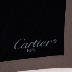 Pre Owned Cartier Monochrome Logo Print Silk Square Scarf