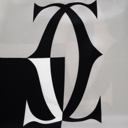 Pre Owned Cartier Monochrome Logo Print Silk Square Scarf
