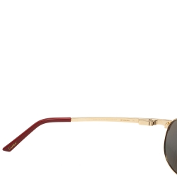 Pre Owned Cartier Gold Tone/ Gold Mirrored CT0077S Santos-Dumont Aviator Sunglasses