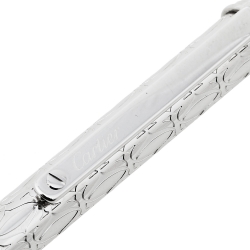 Pre Owned Cartier Palladium Finish Monogram Santos De Cartier Ballpoint Pen
