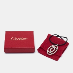 Pre Owned Cartier Logo Silver Tone Cord Necklace
