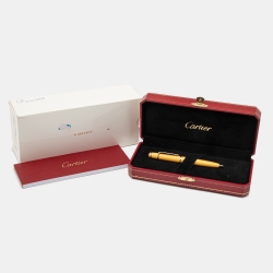 Pre Owned Cartier Diabolo Yellow Lacquer Palladium FInish Mini Ballpoint Pen