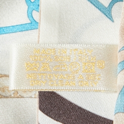Pre Owned Cartier Beige Logo Printed Silk Maxi Bandeau Scarf