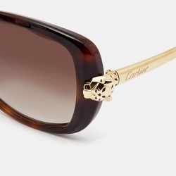Pre Owned Cartier Brown Gradient Gradient Panthere De Cartier Square Sunglasses