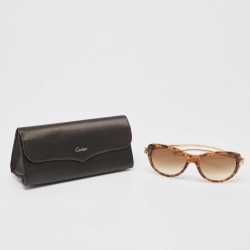 مملوكة مسبقًا Cartier Brown Tortoise Gradient Panthère De Cartier Cat Eye Sunglasses