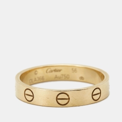 Pre Owned Cartier Love 18k Yellow Gold Small Model Wedding Band Ring Size 56