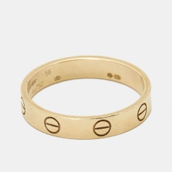 Pre Owned Cartier Love 18k Yellow Gold Small Model Wedding Band Ring Size 56