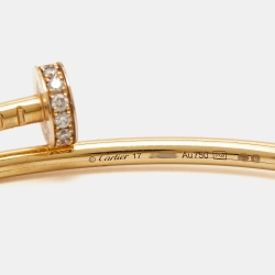 Pre Owned Cartier Juste Un Clou Diamonds 18k Yellow Gold Small Model Bracelet 17