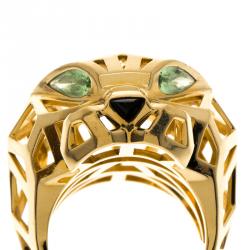 Pre Owned خاتم كارتييه بانثر دو كارتييه عقيق يماني تسافوريت ذهب أصفر عيار 18 مقاس 57