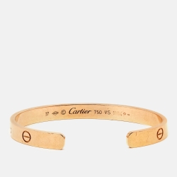 Pre Owned Cartier Love 18k Rose Gold Open Cuff Bracelet 17