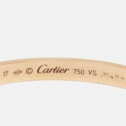 Pre Owned Cartier Love 18k Rose Gold Open Cuff Bracelet 17