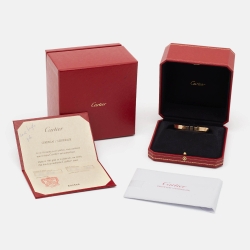 Pre Owned Cartier Love 18k Rose Gold Open Cuff Bracelet 17