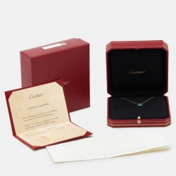 Pre Owned Cartier Amulette De Cartier Malachite Diamond 18k Rose Gold Necklace