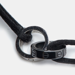 Pre Owned Cartier Love Ceramic Diamond 18K White Gold Adjustable Cord Bracelet