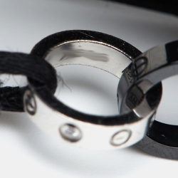 Pre Owned Cartier Love Ceramic Diamond 18K White Gold Adjustable Cord Bracelet