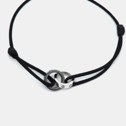 Pre Owned Cartier Love Ceramic Diamond 18K White Gold Adjustable Cord Bracelet