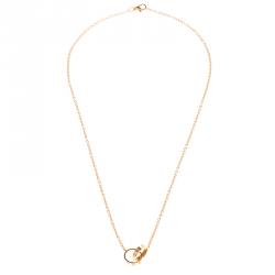 Pre Owned Cartier Love 2 Hoops 18k Rose Gold Necklace 