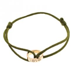 مملوكة مسبقًا Cartier Love Charity Diamond 18k Rose Gold Green Cord Adjustable Bracelet