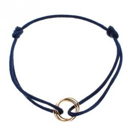 مملوكة مسبقًا Cartier Trinity Three Tone 18k Gold Blue Adjustable Cord Bracelet