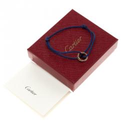 مملوكة مسبقًا Cartier Trinity Three Tone 18k Gold Blue Adjustable Cord Bracelet