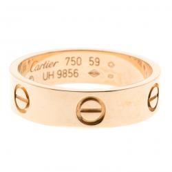 Pre Owned Cartier Love 18k Rose Gold Band Ring Size 59