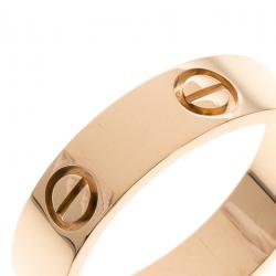 Pre Owned Cartier Love 18k Rose Gold Band Ring Size 59