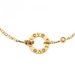 Pre Owned Cartier Love Diamond 18k Yellow Gold Chain Bracelet