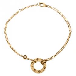 Pre Owned Cartier Love Diamond & 18k Yellow Gold Chain Bracelet