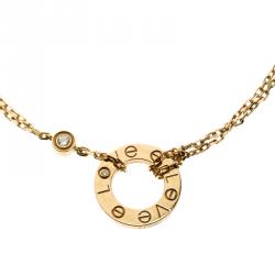 Pre Owned Cartier Love Diamond & 18k Yellow Gold Chain Bracelet