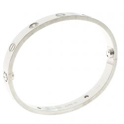 Pre Owned Cartier Love 4 Diamonds 18k White Gold Bracelet 16cm