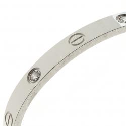 Pre Owned Cartier Love 4 Diamonds 18k White Gold Bracelet 16cm