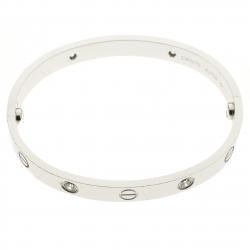 Pre Owned Cartier Love 4 Diamonds 18k White Gold Bracelet 16cm