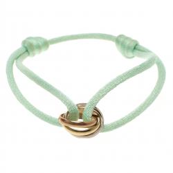 Pre Owned Cartier Trinity De Cartier Three Tone 18k Gold Adjustable Sea Green Cord Bracelet