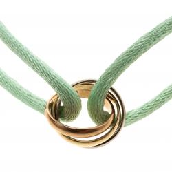 Pre Owned Cartier Trinity De Cartier Three Tone 18k Gold Adjustable Sea Green Cord Bracelet
