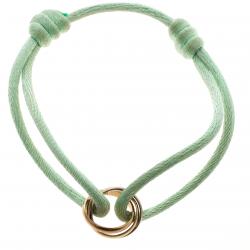 Pre Owned Cartier Trinity De Cartier Three Tone 18k Gold Adjustable Sea Green Cord Bracelet