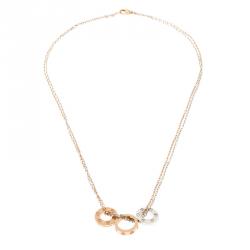 Pre Owned Cartier Love 6 Diamond 18k Rose Gold & White Gold Double Chain Necklace
