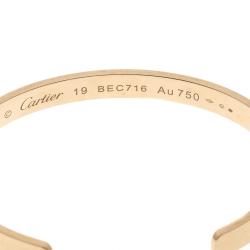 Cartier Love 18k Rose Gold Open Cuff Bracelet 19cm