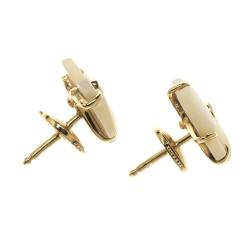 Pre Owned Cartier Caresse D'Orchidees Par Cartier Mother of Pearl Diamond 18k Yellow Gold Stud Earrings