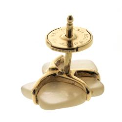 Pre Owned Cartier Caresse D'Orchidees Par Cartier Mother of Pearl Diamond 18k Yellow Gold Stud Earrings