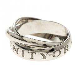 Pre Owned Cartier Or Amour Et Trinity 18k White Gold Ring Size 57