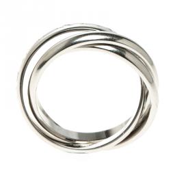 Pre Owned Cartier Or Amour Et Trinity 18k White Gold Ring Size 57