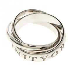 Pre Owned Cartier Or Amour Et Trinity 18k White Gold Ring Size 57