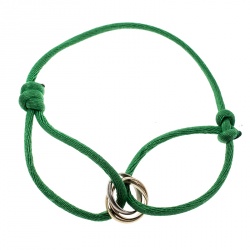 Pre Owned سوار كارتييه ترينيتي ذهب عيار 18 ثلاثي اللون حبل أخضر قابل للضبط