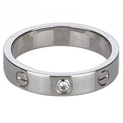 Pre Owned Cartier Love Diamond White Gold Wedding Band Ring Size 52