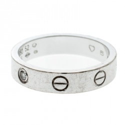 Pre Owned Cartier Love Diamond 18k White Gold Wedding Band Ring Size 52