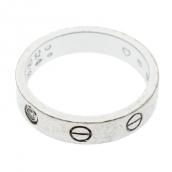 Pre Owned Cartier Love Diamond 18k White Gold Wedding Band Ring Size 52