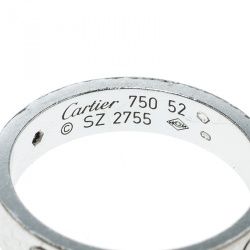 Pre Owned Cartier Love Diamond 18k White Gold Wedding Band Ring Size 52