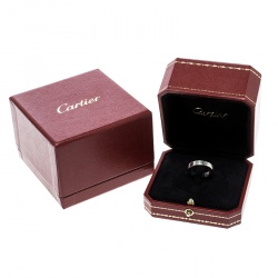 Pre Owned Cartier Love Diamond 18k White Gold Wedding Band Ring Size 52