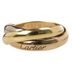 Pre Owned Cartier 18K Gold 3-Tone Trinity Ring Size 52